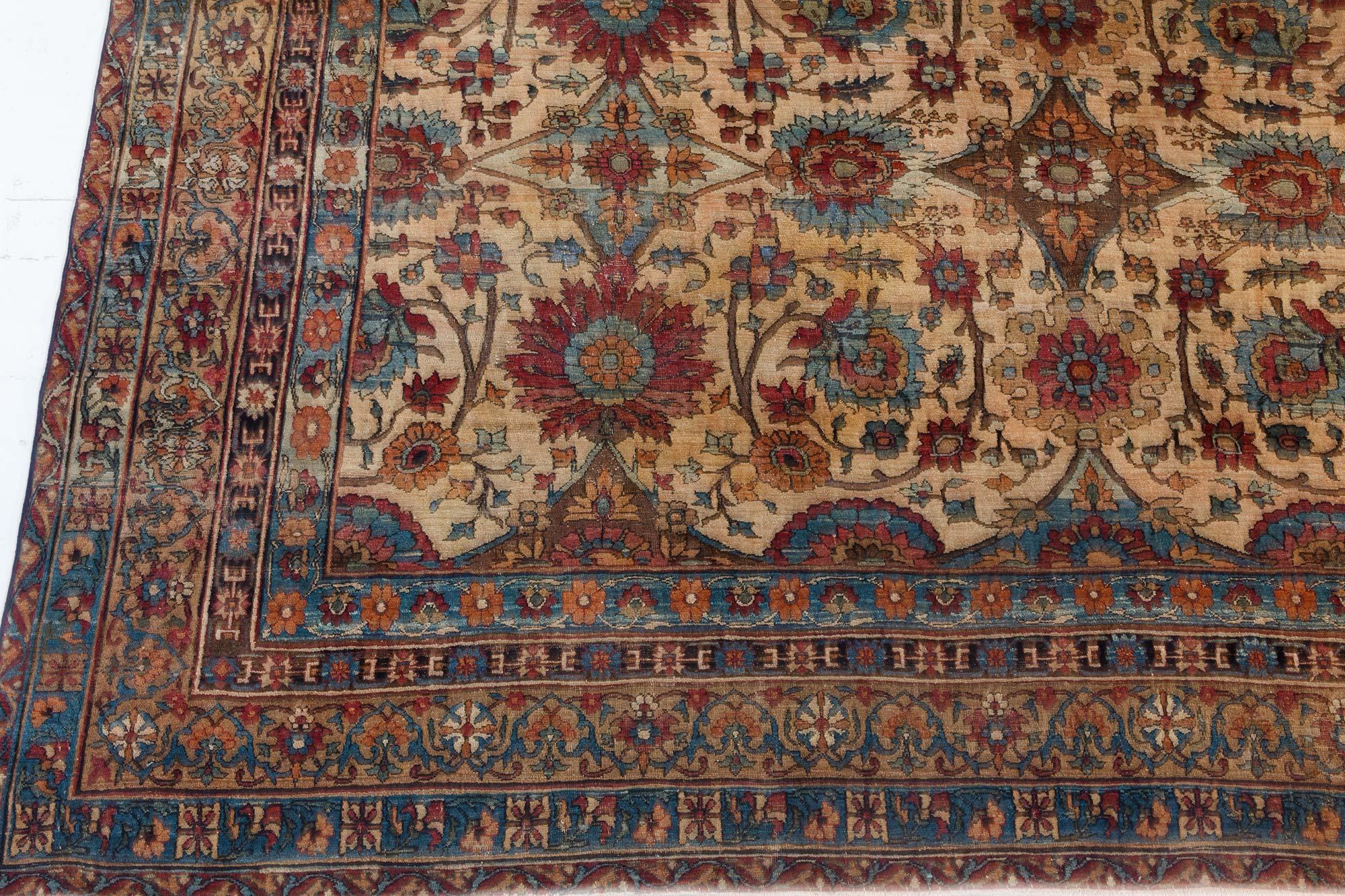 Extra Large Early 20th Century Persian Kirman Botanic Rug In Good Condition For Sale In New York, NY