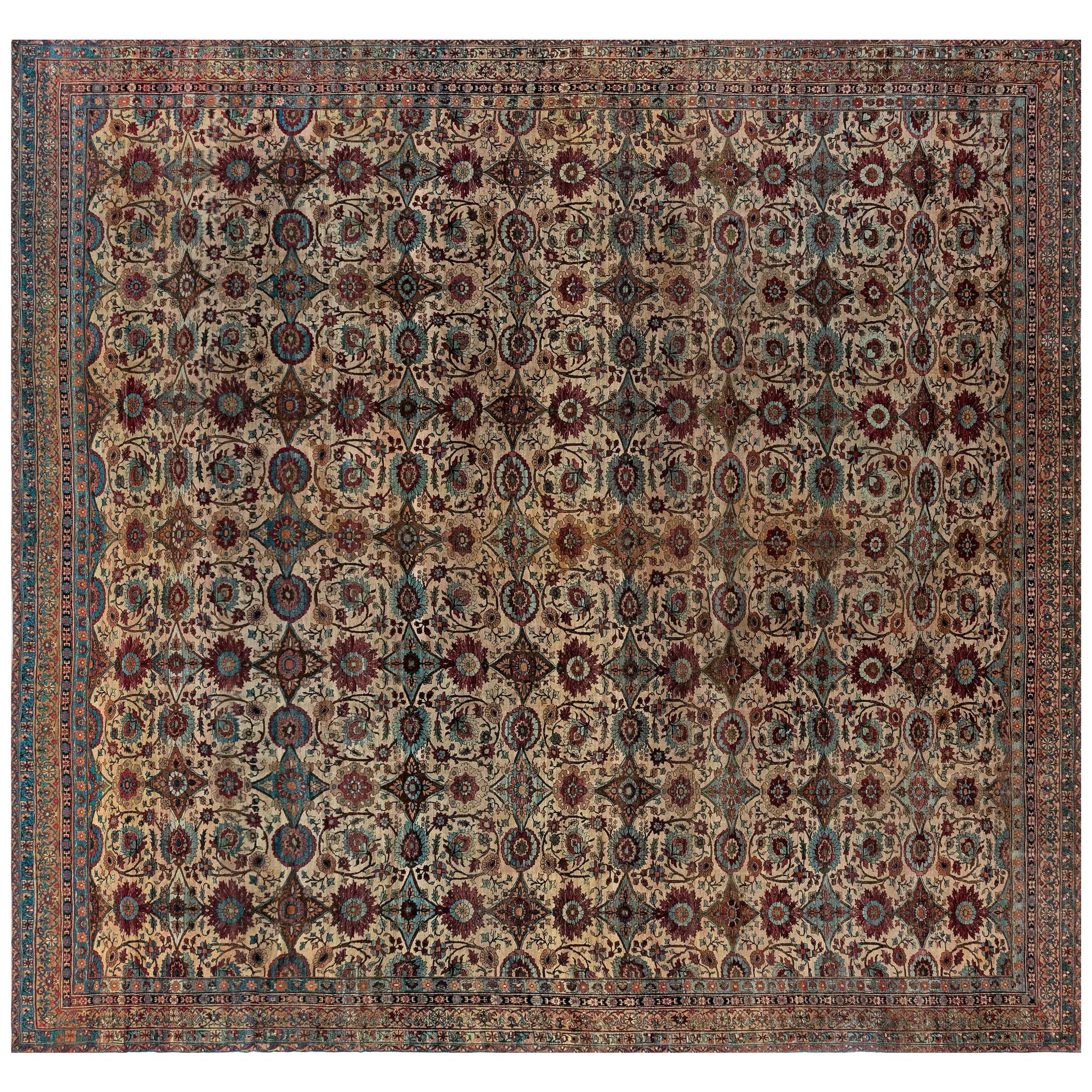 Extra Large Early 20th Century Persian Kirman Botanic Rug For Sale