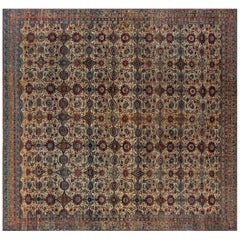 Extra large tapis persan Kirman botanique du début du 20e siècle