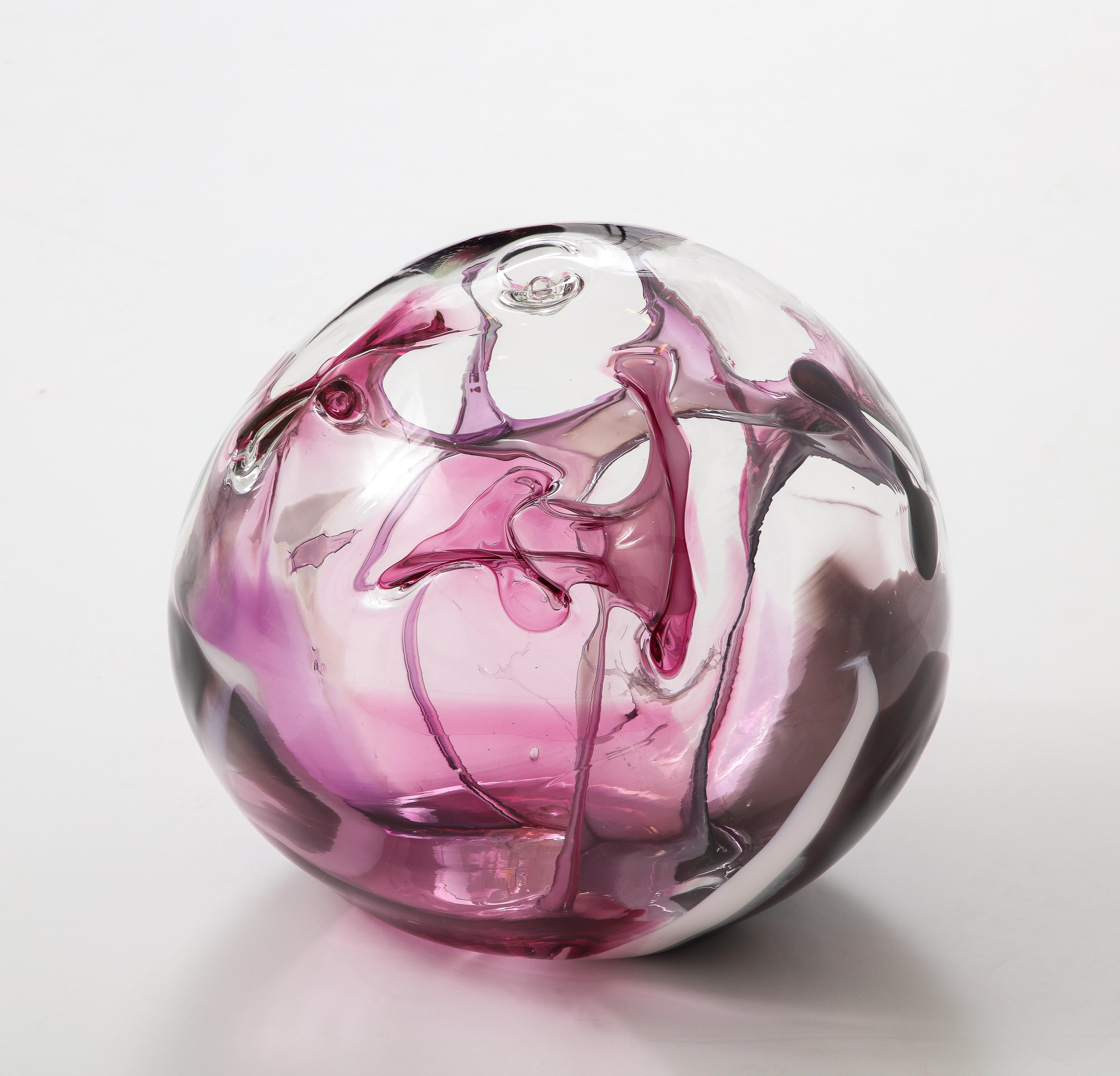 Modern Extra Large Peter Bramhall Glass Orb Sculpture, Signed. For Sale