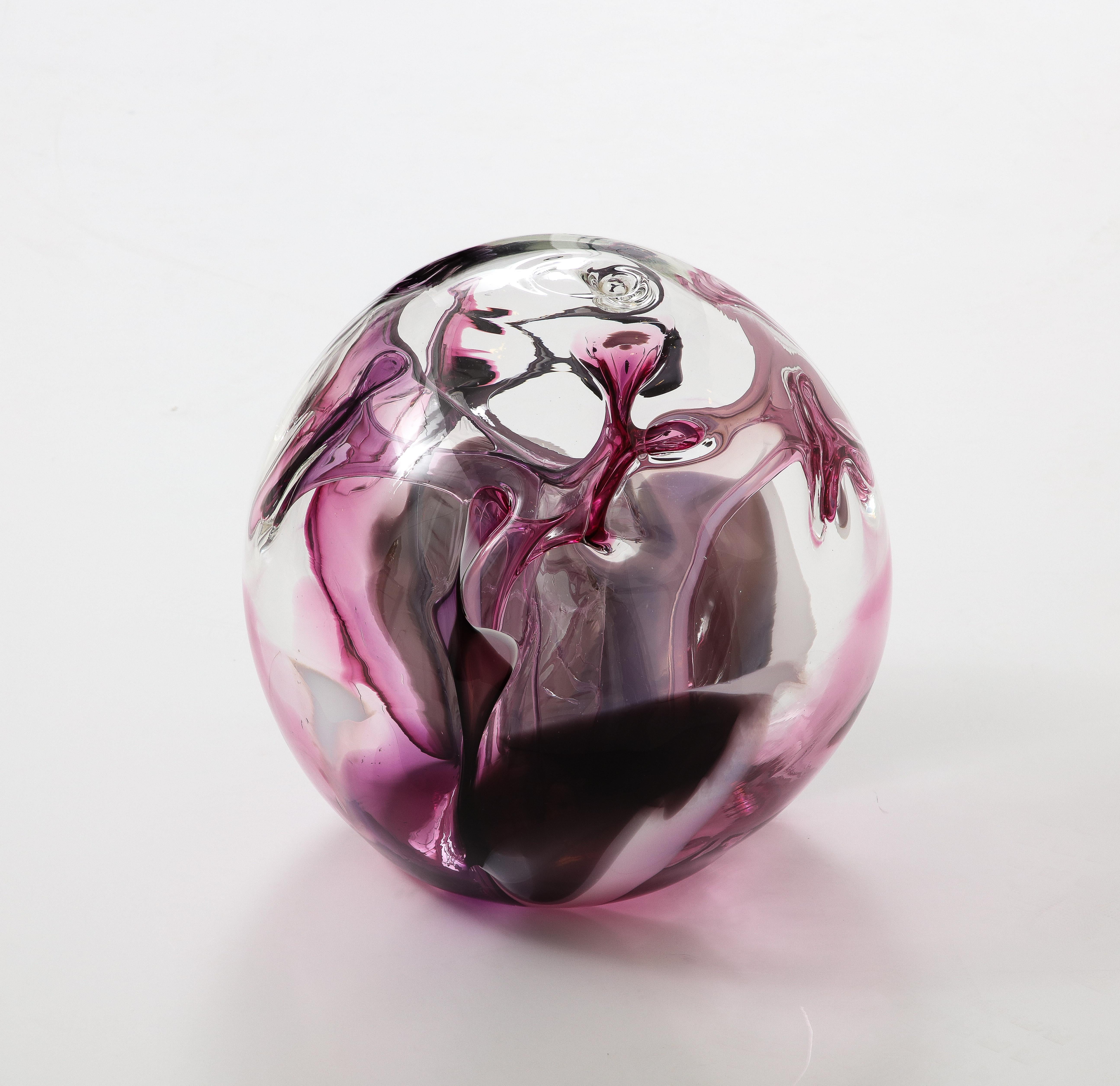 Extra Large Peter Bramhall Glass Orb Sculpture, Signed. In Good Condition For Sale In New York, NY
