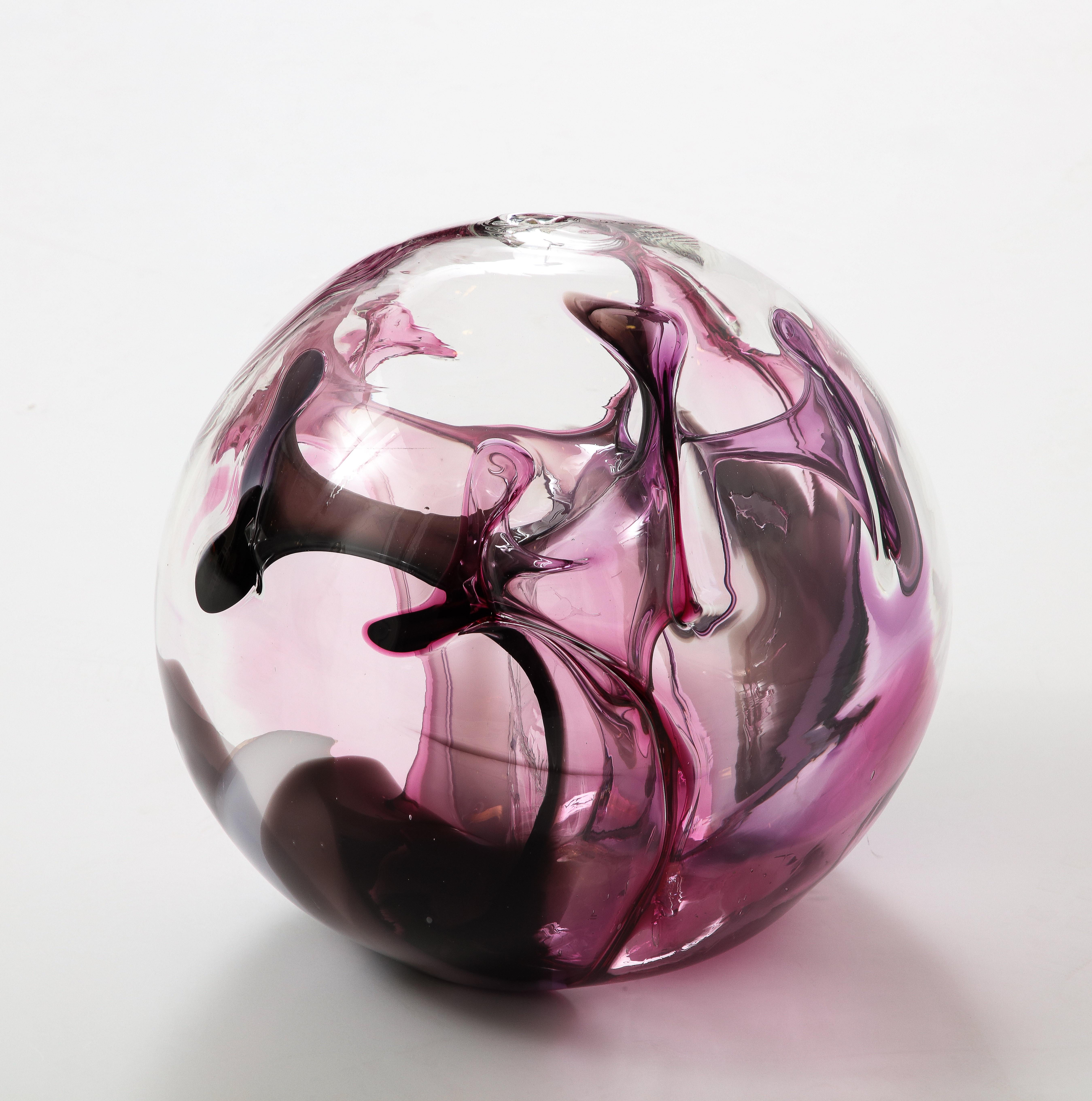 Blown Glass Extra Large Peter Bramhall Glass Orb Sculpture, Signed. For Sale