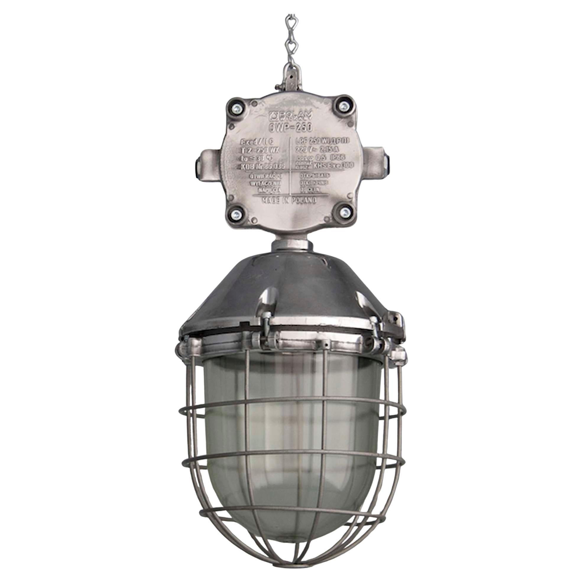 Extra große polnische Vintage-Industriekäfig-Deckenleuchte von Polam-Wilkasy im Angebot