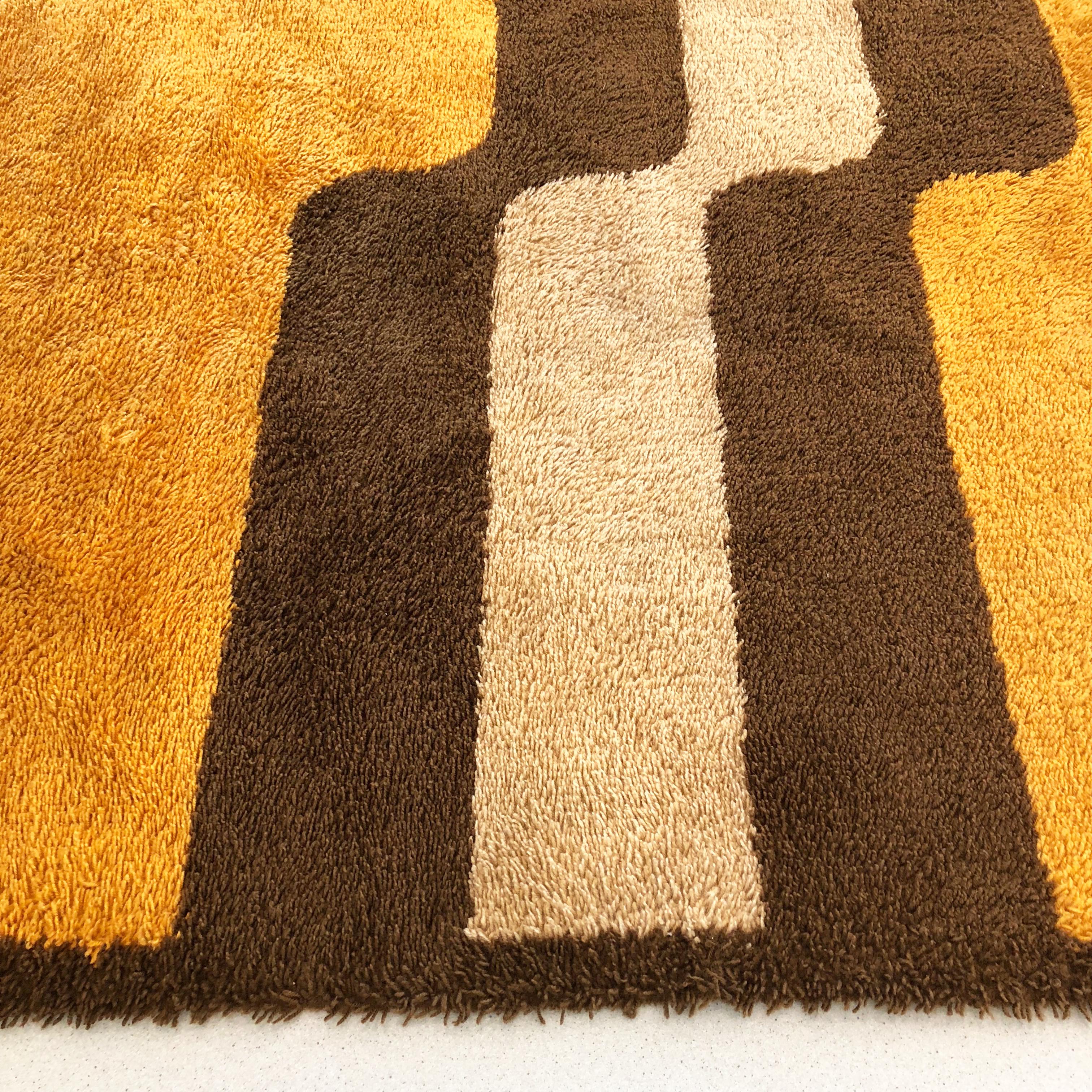 Acrylic Extra Large Pop Art Multi-Color High Pile Wool Rug by Besmer, Germany, 1970s