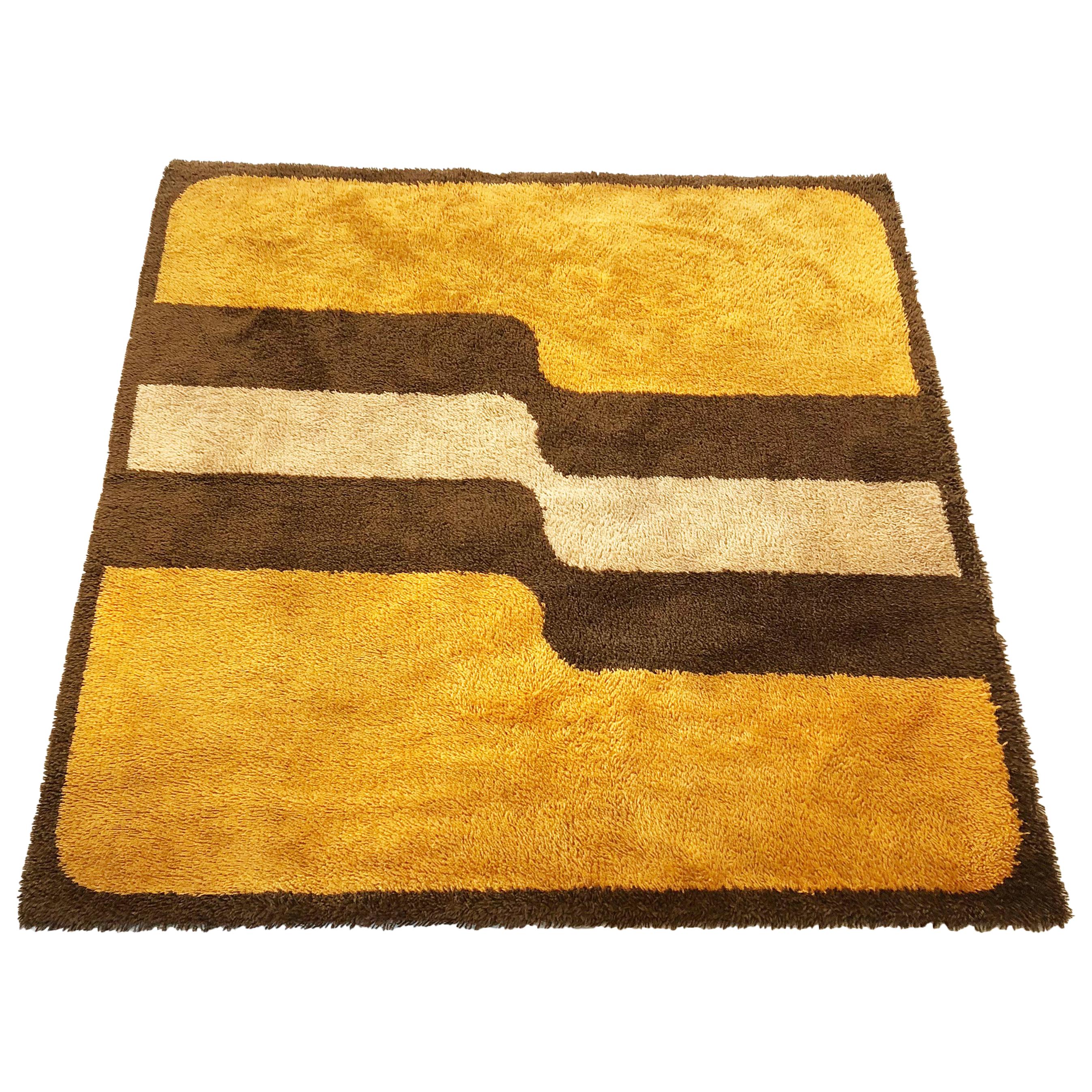 Extra Large Pop Art Multi-Color High Pile Wool Rug by Besmer, Germany, 1970s