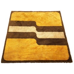 Extra Large Pop Art Multi-Color High Pile Wool Rug by Besmer, Germany, 1970s