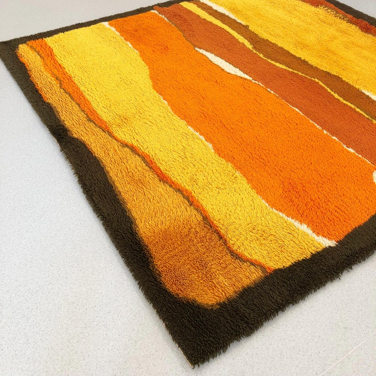 Extra Large Pop Art Vintage 1970s Multi-Color High Pile Cotton Rya Rug ...