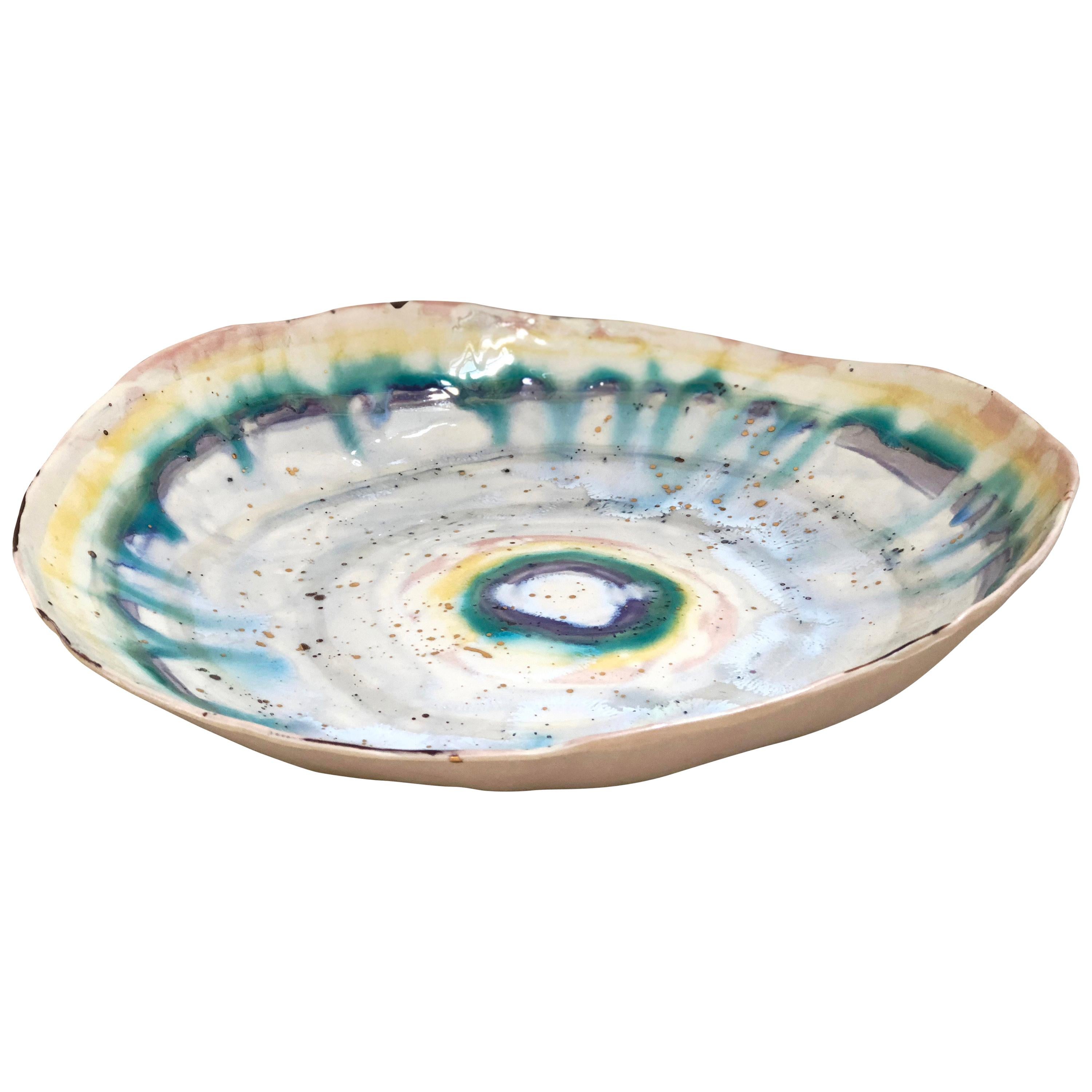 Extra Large Porcelain Prism Platter by Minh Singer with 22-Karat Gold Luster