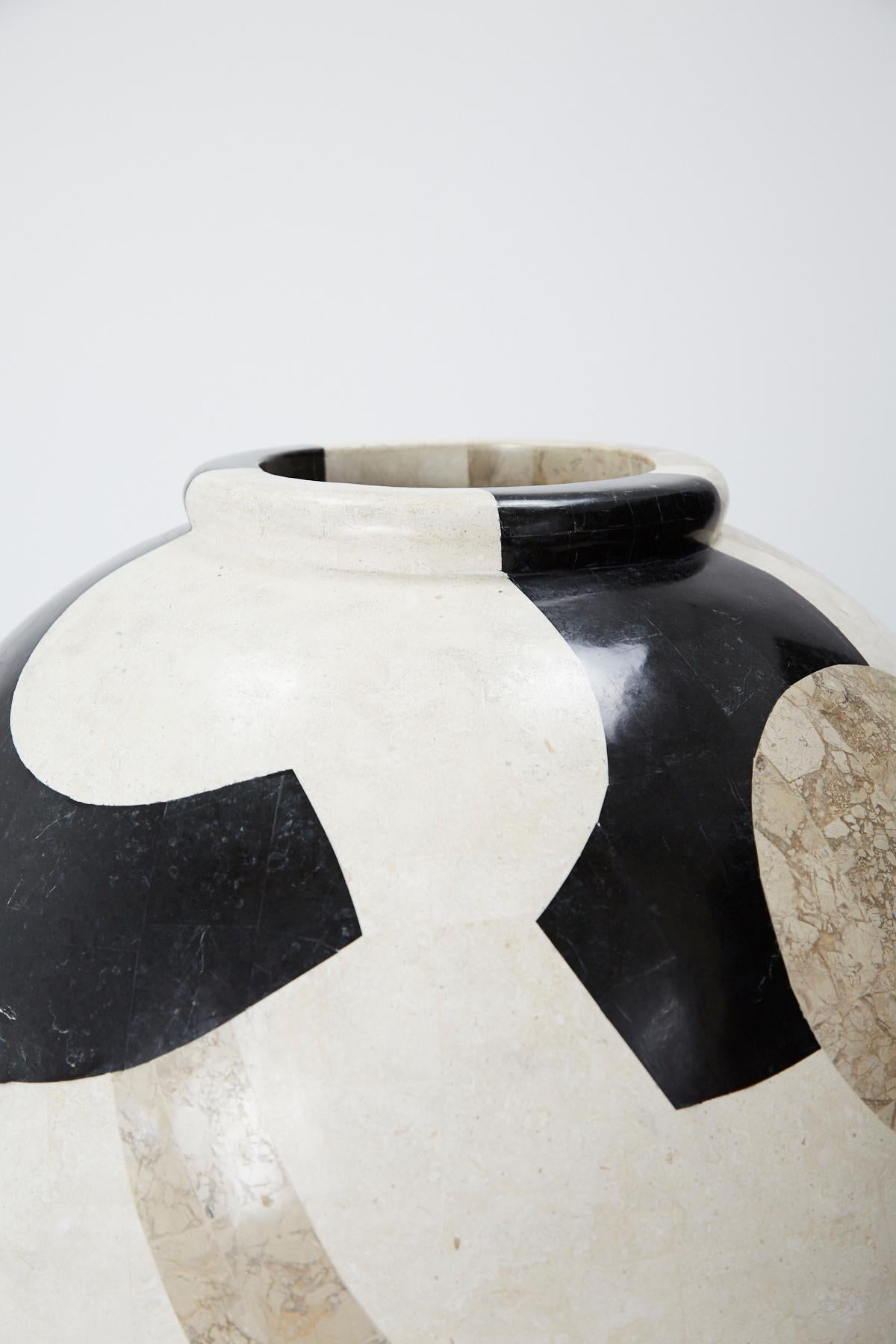 Inlay Extra Large Postmodern Tessellated Et Cetera Mango Jar Floor Vase, 1990s