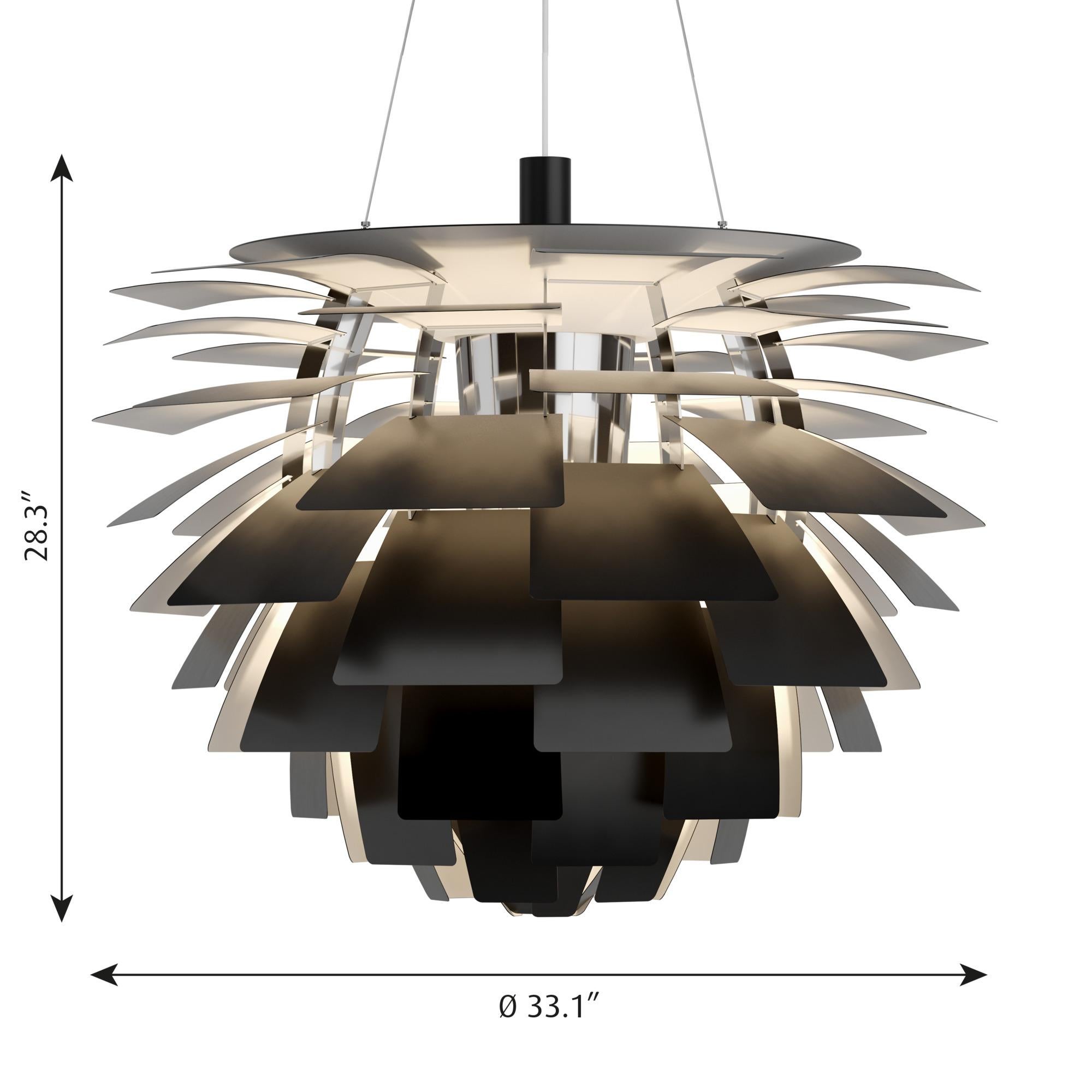 Extra Large Poul Henningsen 'PH Artichoke' Chandelier for Louis Poulsen in Black For Sale 6