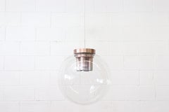 Extra Large RAAK Hand Blown Glass Globe Light with Copper Toned Hardware