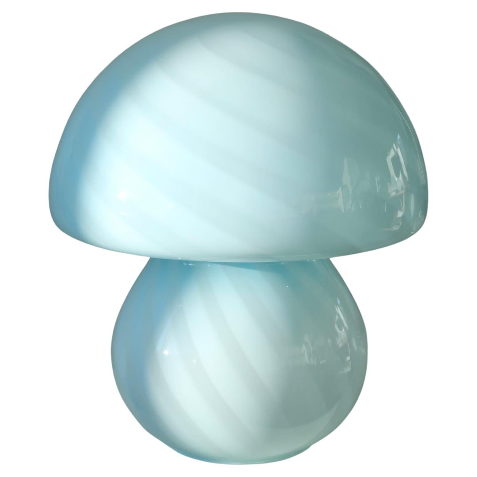 Extra Large Rare Vintage Italian Murano Blue Swirl Champignon Mushroom Lamp For Sale