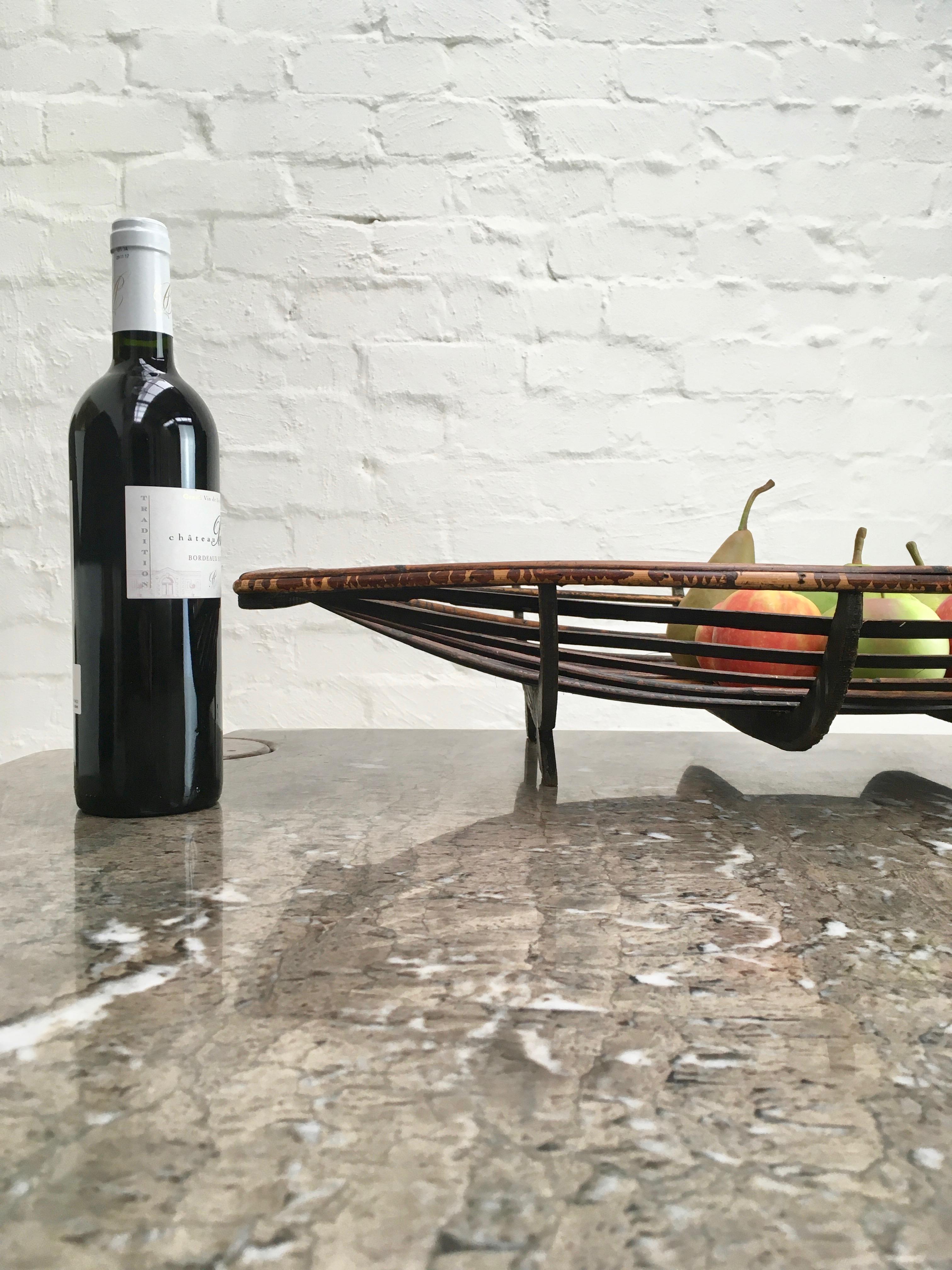 Extra Large Rattan Split Cane and Ply Fruit Basket, circa 1960 6