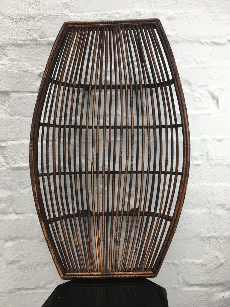 Extra Large Rattan Split Cane and Ply Fruit Basket, circa 1960 For Sale