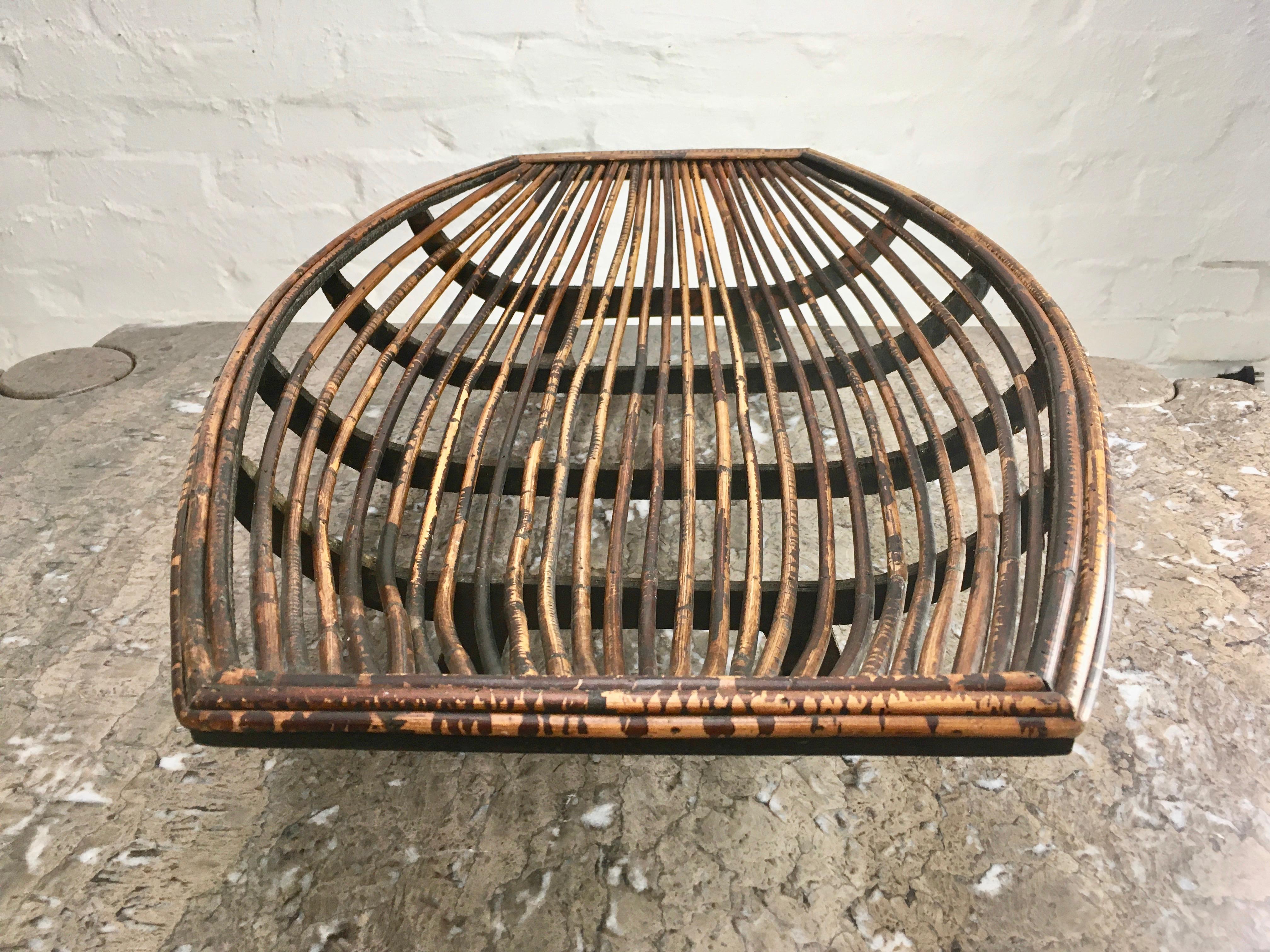 Organic Modern Extra Large Rattan Split Cane and Ply Fruit Basket, circa 1960 For Sale