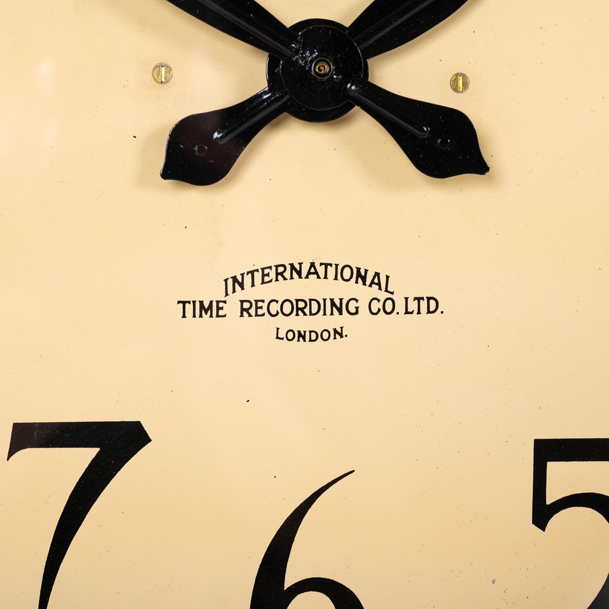British Extra Large Reclaimed Industrial Clock By International Time Recording Co Ltd
