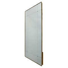 Extra Large Rectangular Mid Century Mirror with Brass Frame, Italy 1960s