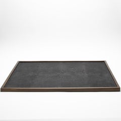 Extra Large Rectangular Tray in Shagreen with Bronze Patina Brass by Kifu Paris