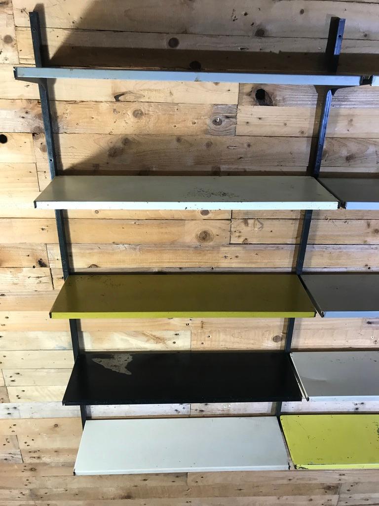 Extra Large Retro 1960s Industrial Pilastro 21 Shelves Metal Wall Shelving Rack 5