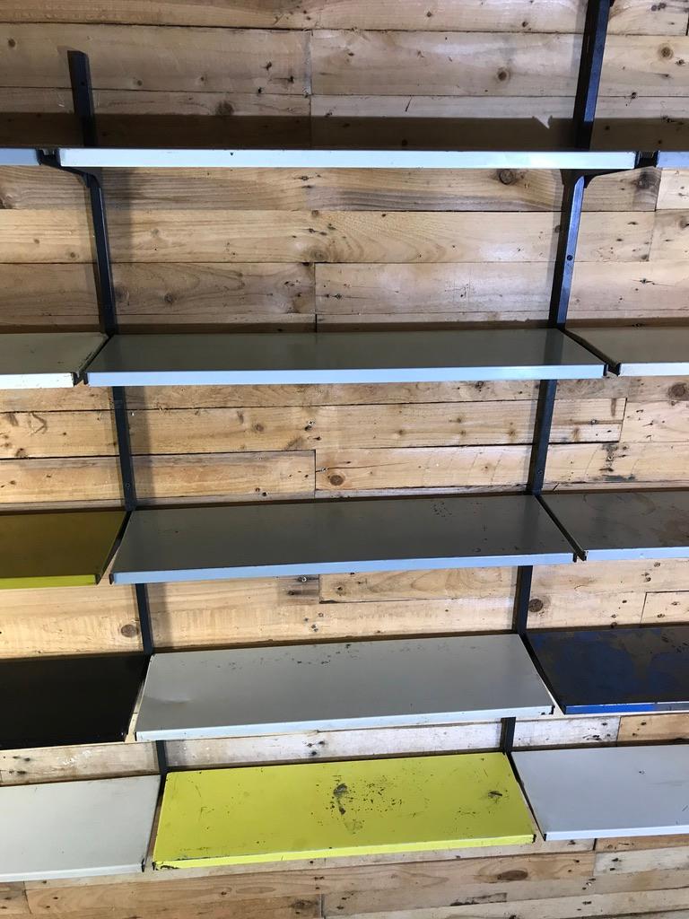 Extra Large Retro 1960s Industrial Pilastro 21 Shelves Metal Wall Shelving Rack 6