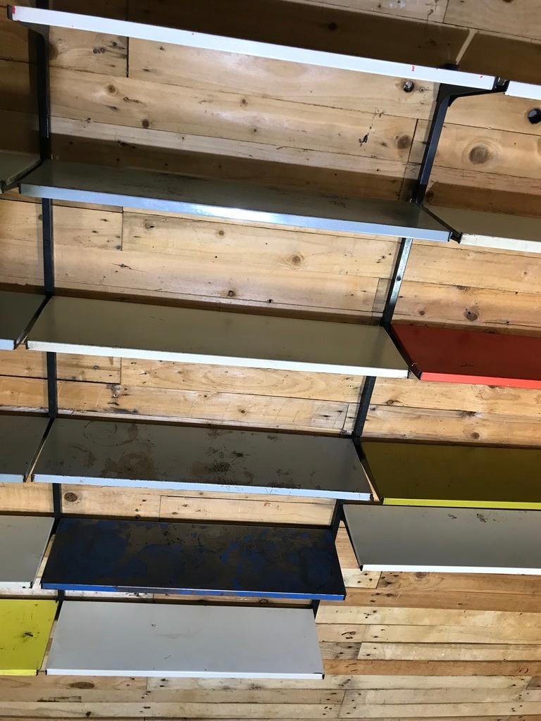 Extra Large Retro 1960s Industrial Pilastro 21 Shelves Metal Wall Shelving Rack 7