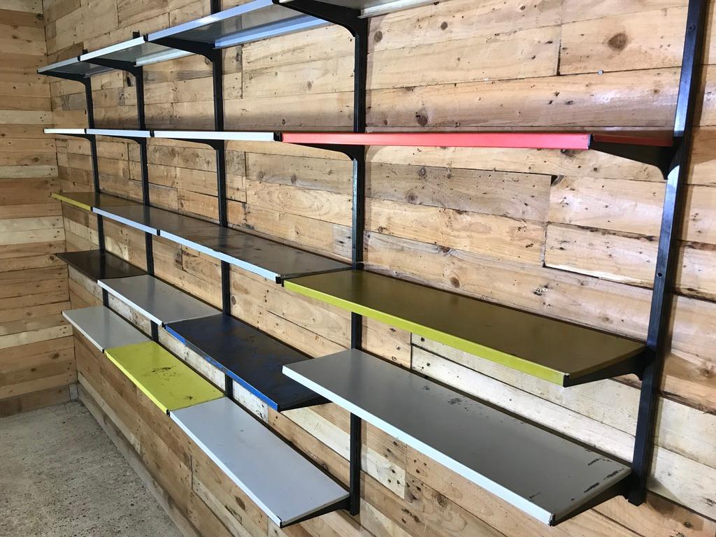 20th Century Extra Large Retro 1960s Industrial Pilastro 21 Shelves Metal Wall Shelving Rack