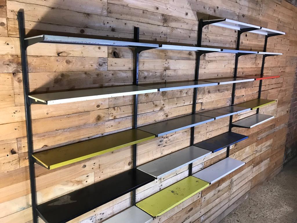 Extra Large Retro 1960s Industrial Pilastro 21 Shelves Metal Wall Shelving Rack 1