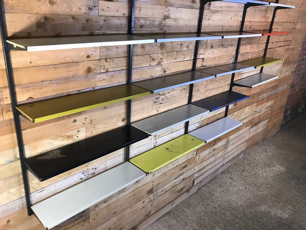 Extra Large Retro 1960s Industrial Pilastro 21 Shelves Metal Wall Shelving Rack 2
