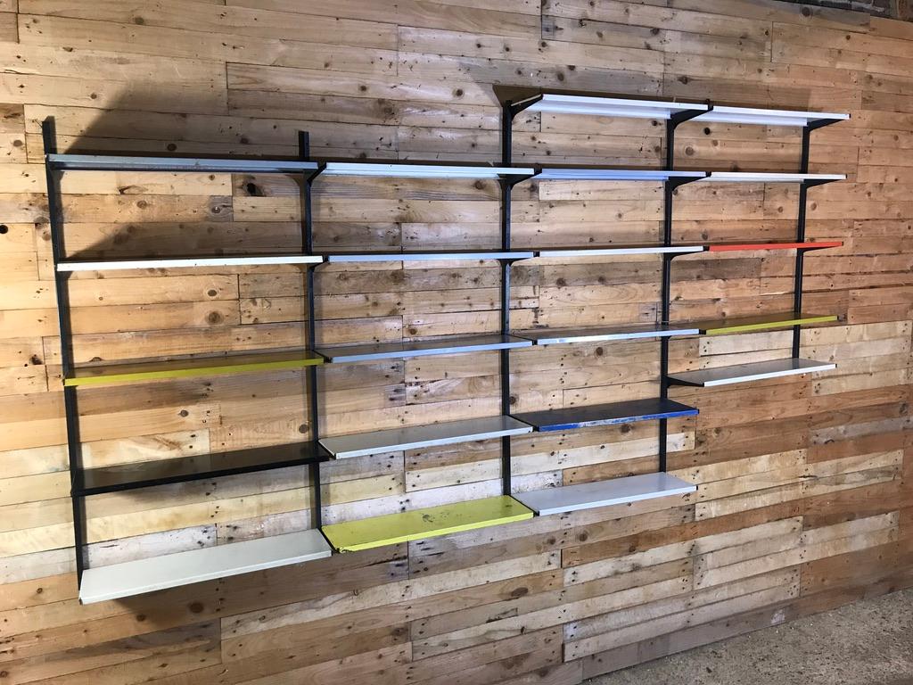 Extra Large Retro 1960s Industrial Pilastro 21 Shelves Metal Wall Shelving Rack 3