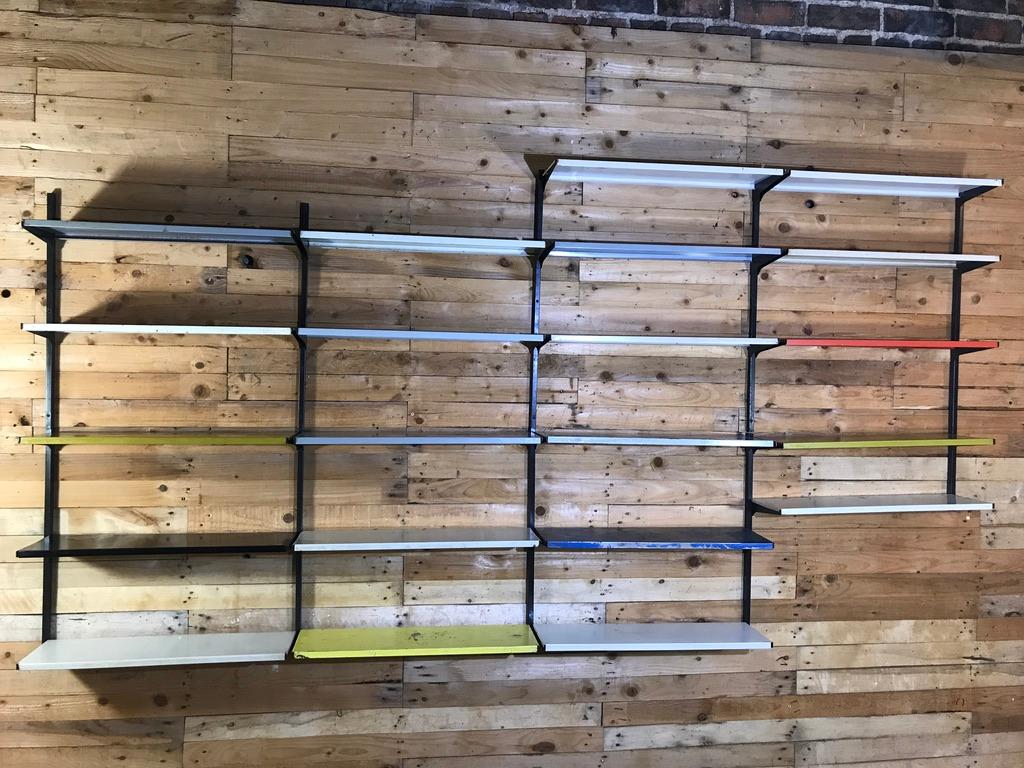 Extra Large Retro 1960s Industrial Pilastro 21 Shelves Metal Wall Shelving Rack 4
