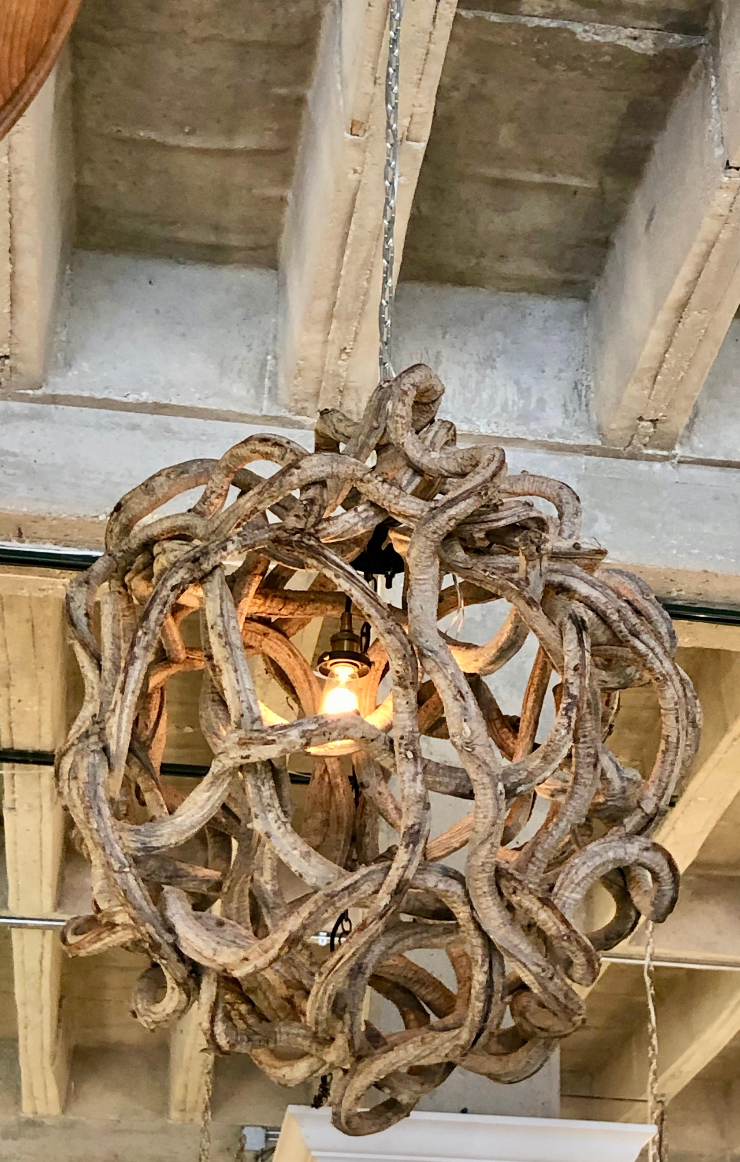 Extra large root ball chandelier recently fitted.