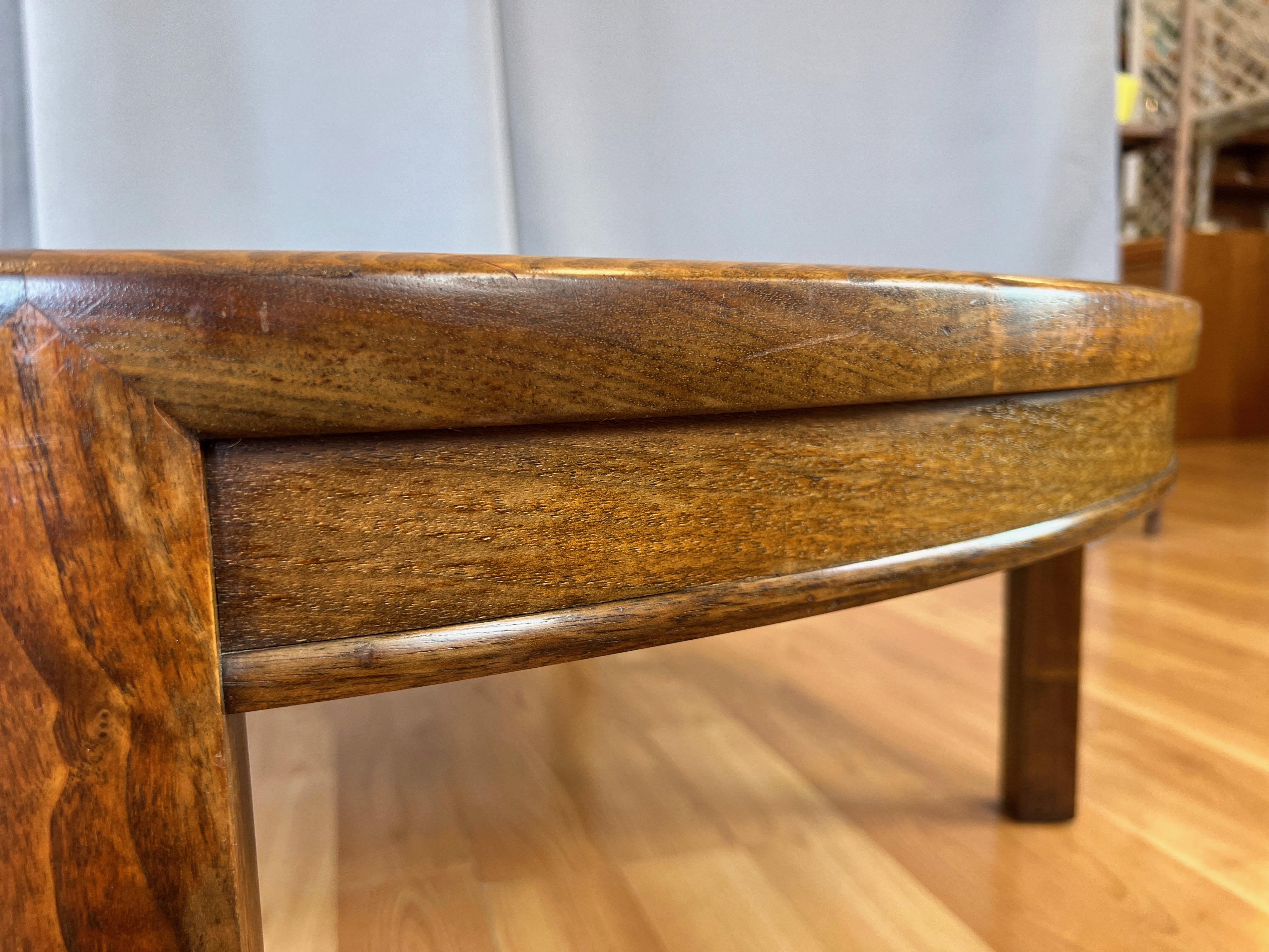 Extra-Large Round Abstract Verre Églomisé and Walnut Coffee Table, Late 1960s 9