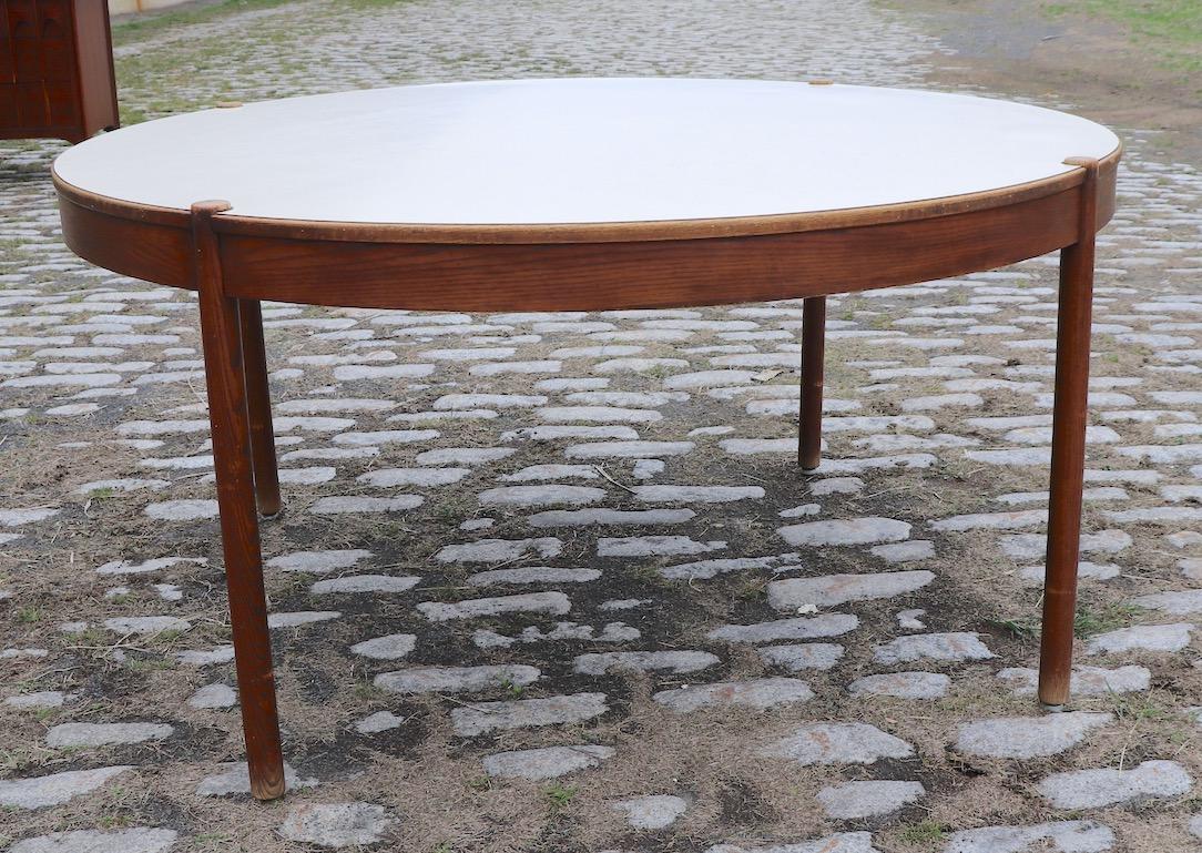 American Extra Large Round Mid-Century Modern Conference Dining Table