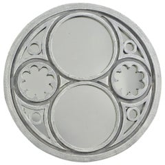 Extra Large Round Swedish Style Mirror with Gray Blue Paint