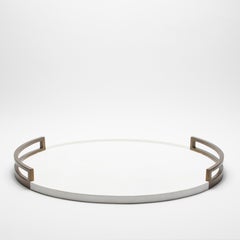 Extra Large Round Tray in Shagreen with Bronze Patina Brass by R&Y Augousti