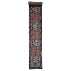 Extra Large Runner Antiqued Heriz Re-Creation Hand Knotted Oriental Rug