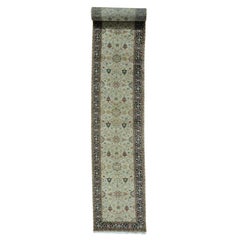 Extra Large Runner Wool and Silk 300 KPSI Hereke Design Oriental Rug