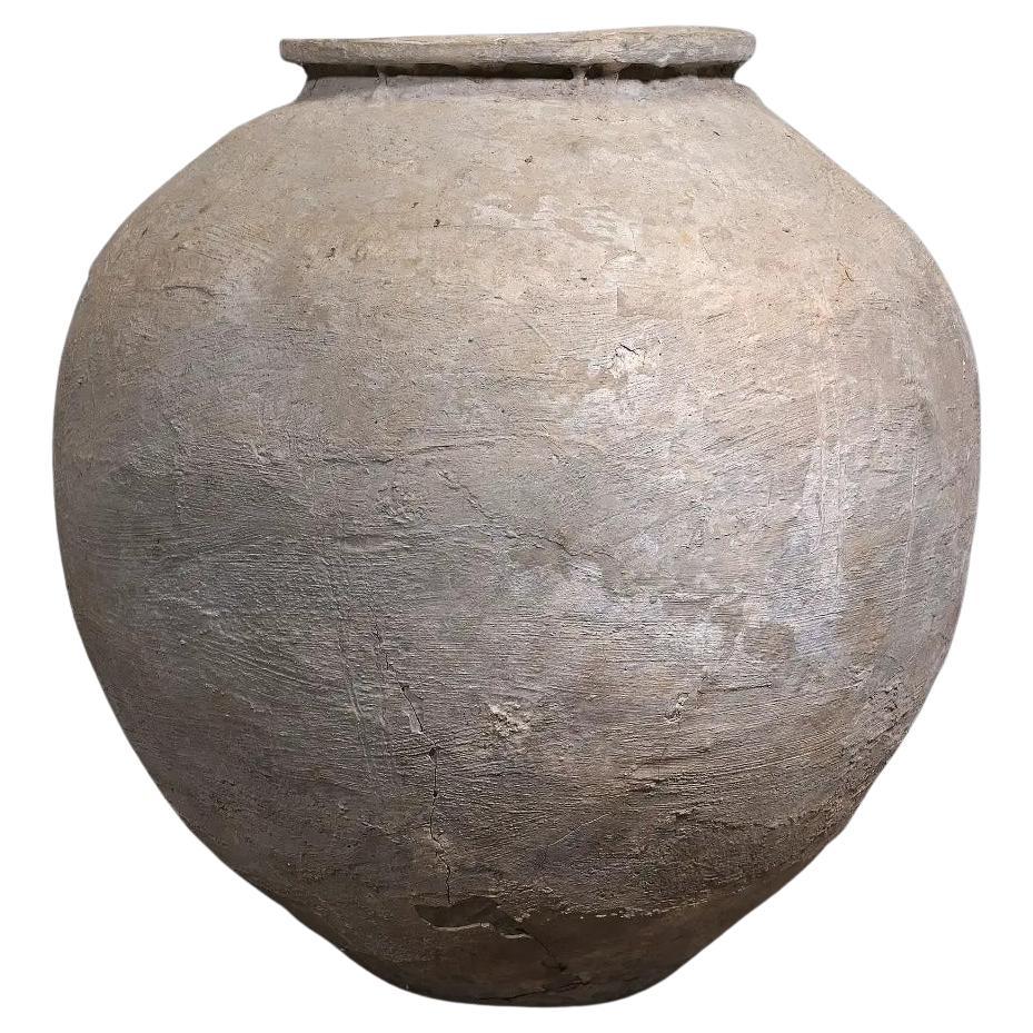 Extra Large Rustic Clay Water Jar, Natural Patina, Java, 19th Century Vessel