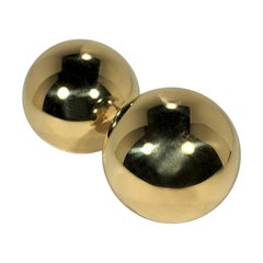 Retro Extra Large Scale Gold Dome Earrings  1  1/4 inch Diameter