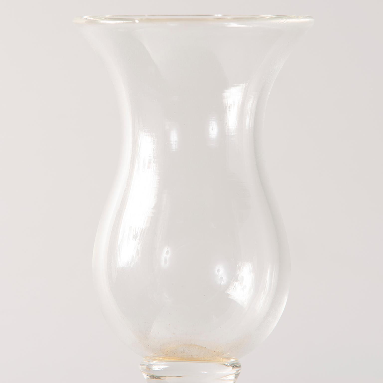 Very tall Seguso clear and gold Murano glass candlestick, circa 1960s.