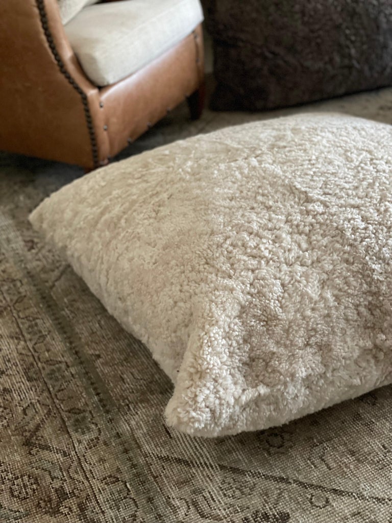 Extra Large Natural Sheepskin Sherpa Floor Pillow in Taupe