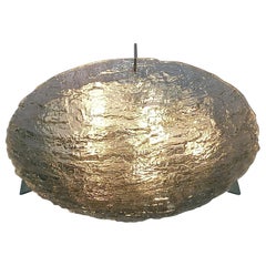 Lampada da incasso rotonda firmata Kaiser Murano Ice Glass Silver Brass