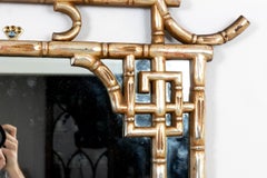 Extra Large Silver Gilt Wood Palm Beach Chinoiserie Style Mirror