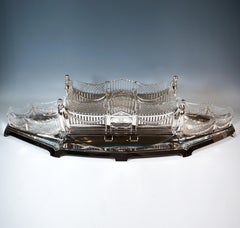 Extra Large Silver Jardiniere With 3 Glass Inserts, Wilkens & Sons, Germany 1906