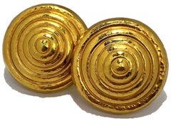 Extra Large Size Hammered Gold Greek Earrings