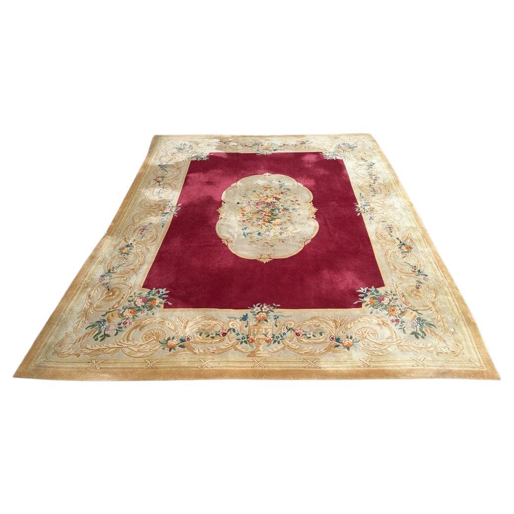 Bobyrug's Extra Large Size Savonnerie Design Design Hand Tufted Carpet (tapis tufté à la main) en vente