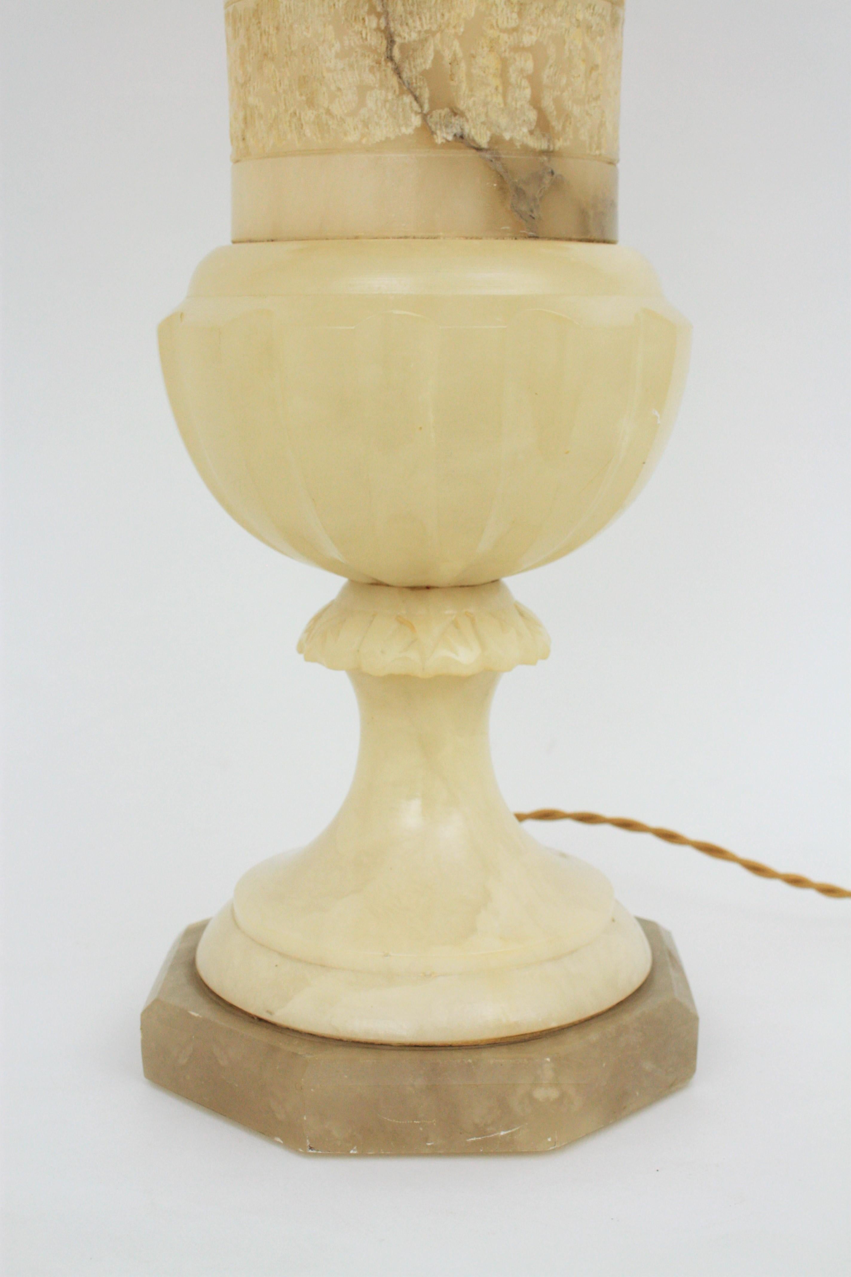 Extra Large Spanish 1930s Neoclassical Art Deco Alabaster Urn Table Lamp 11