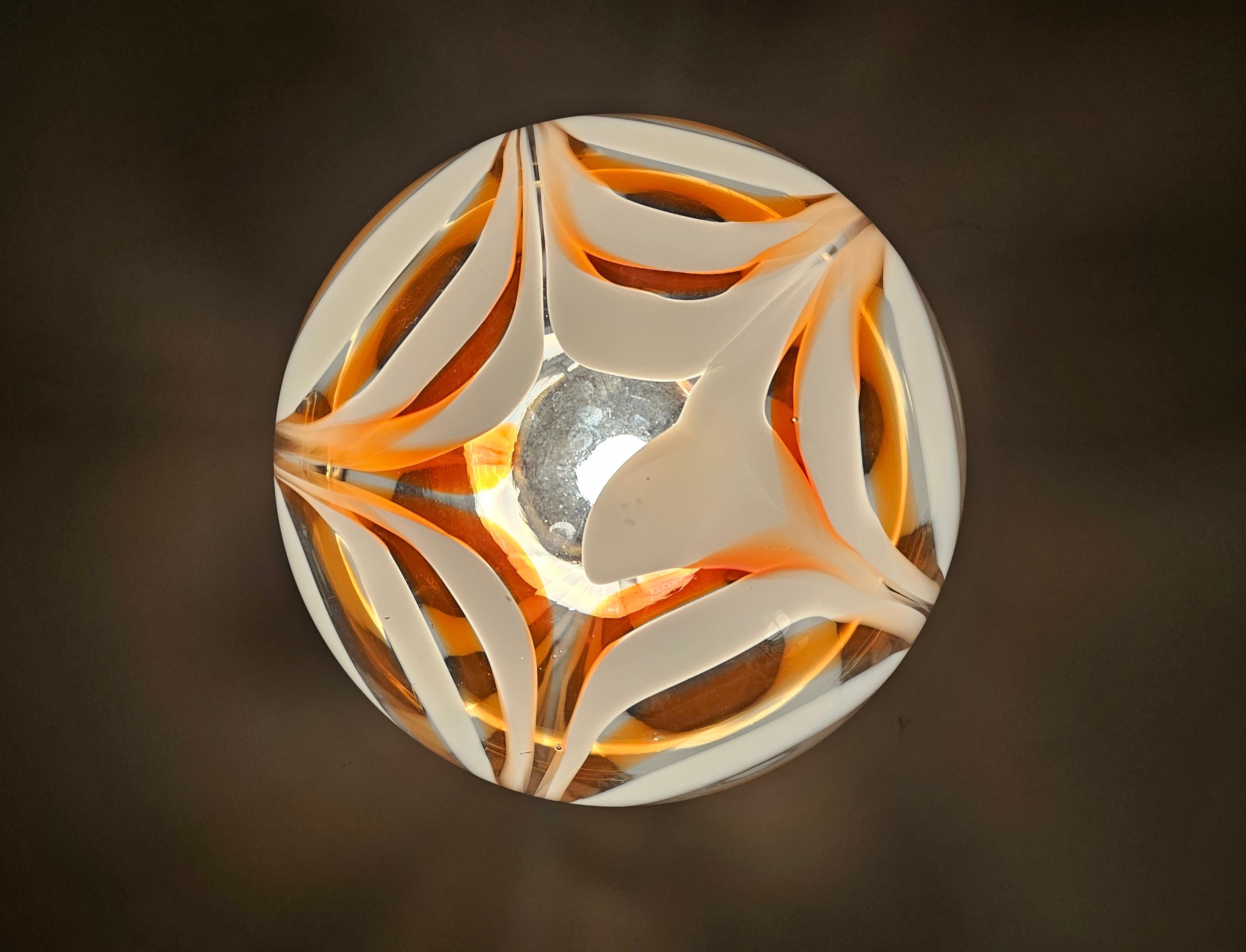 Italian Extra Large Spheric Murano Glass Pendant, Italy 1960s For Sale