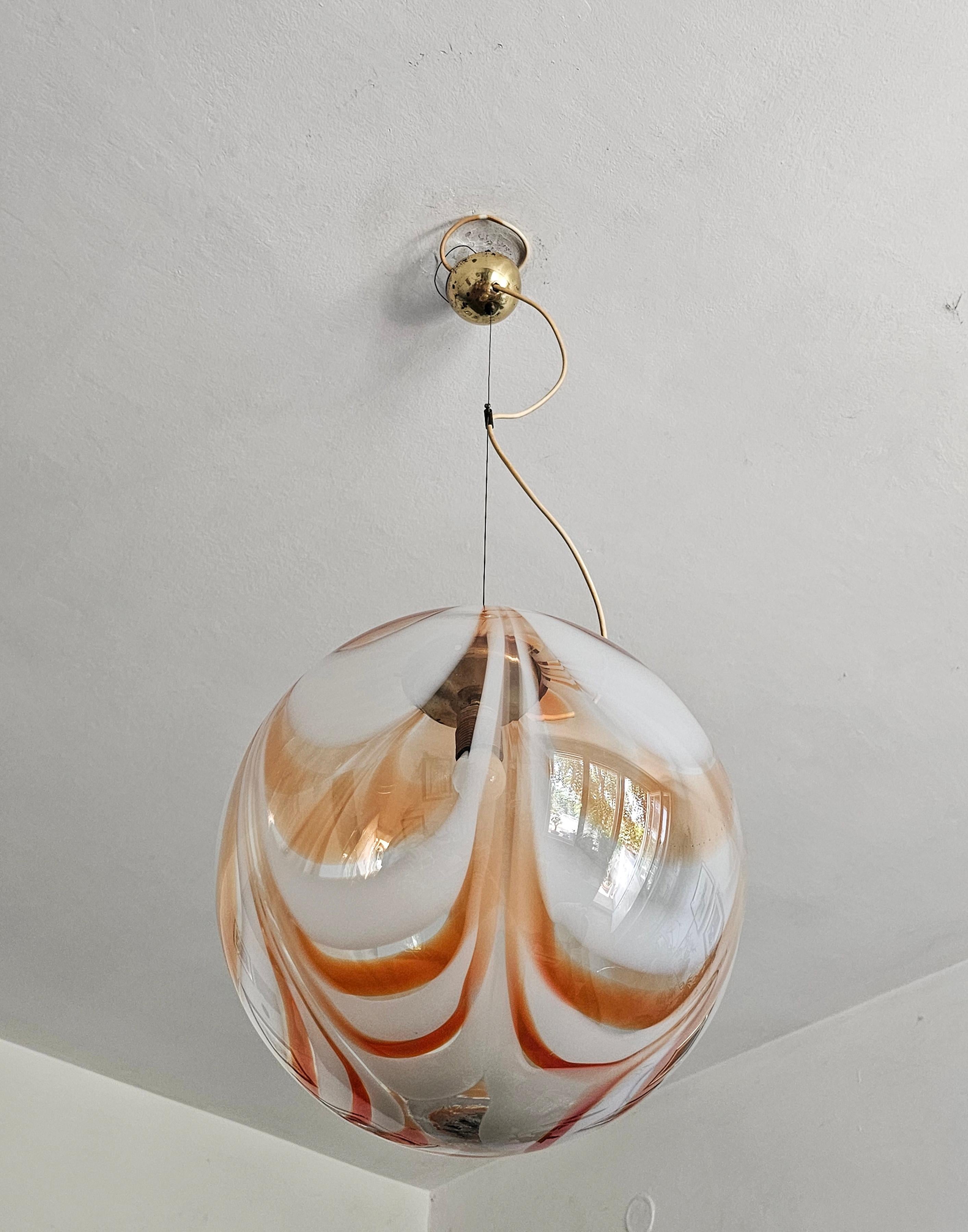 Mid-20th Century Extra Large Spheric Murano Glass Pendant, Italy 1960s For Sale