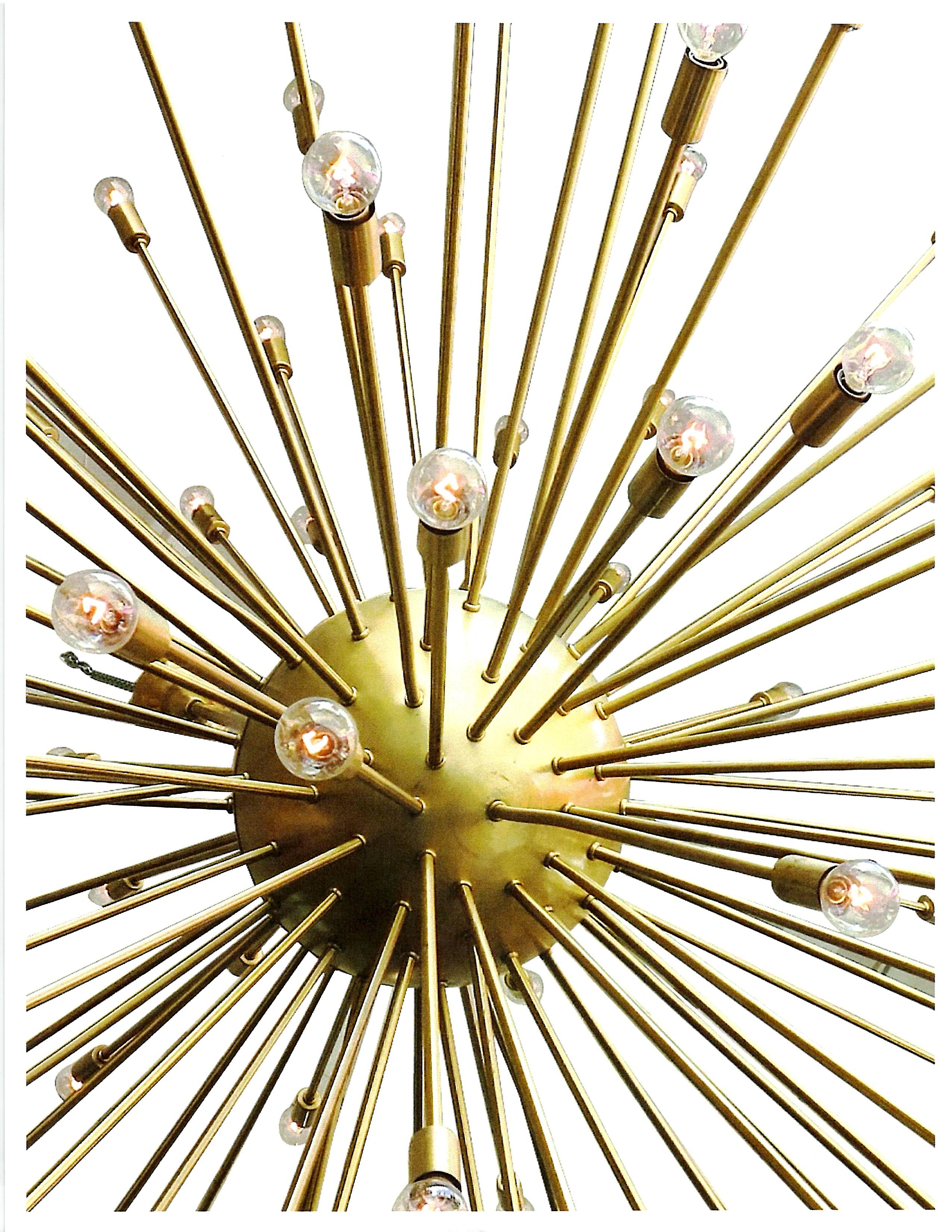 Extra-Large Sputnik Chandelier , Brass ,  101 lights In Good Condition In Los Angeles, CA